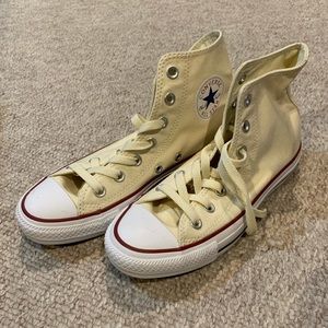 Off white, cream high top Converse